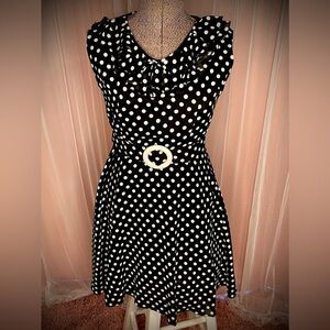 Vintage Arnel Georgette, black and white polka dot dress